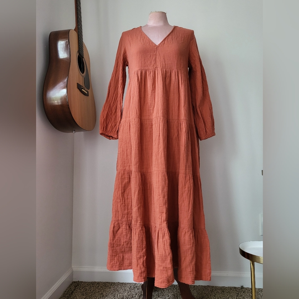 Universal Thread Tiered Ruffled Peasant Dress XS Cotton Maxi